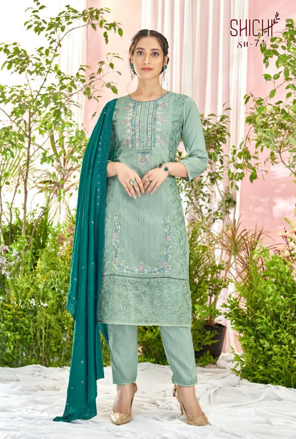 Shichi Saanjh Collection Naylon Exclusive Wear Kurti Pant And Dupatta